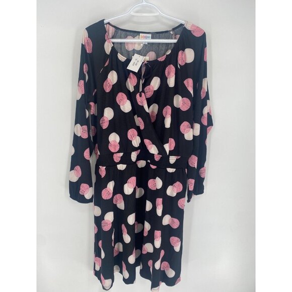 NWT LULAROE Jody Stretch Black Pink Polka Dot Summer Dress Pockets Sz XL - Picture 14 of 16